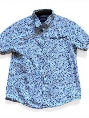 Youth Boys Sunrise Kingdom Floral Allover Print Button Down Short Sleeve Shirt -